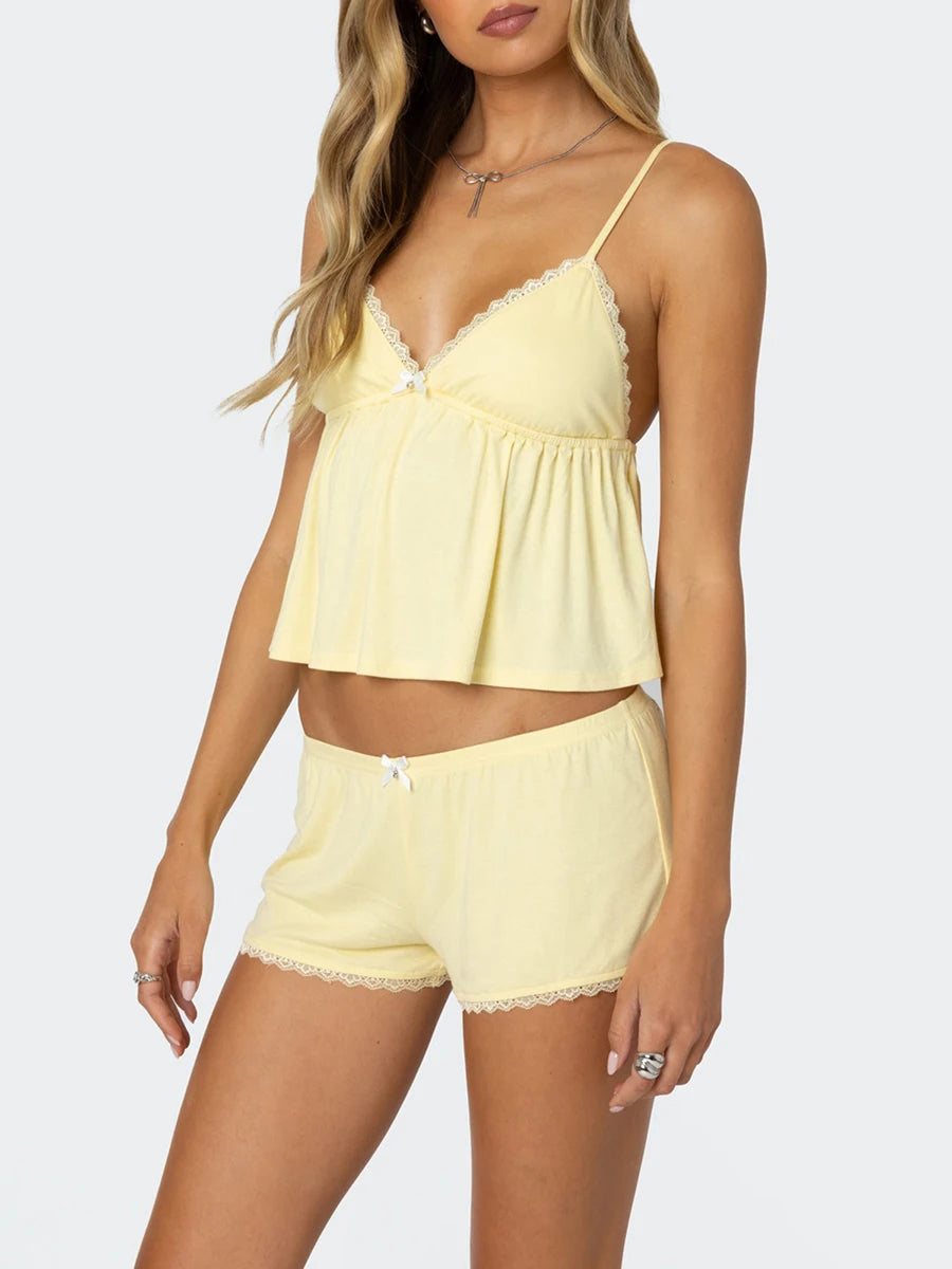 Lace Trim Babydoll PJ Set