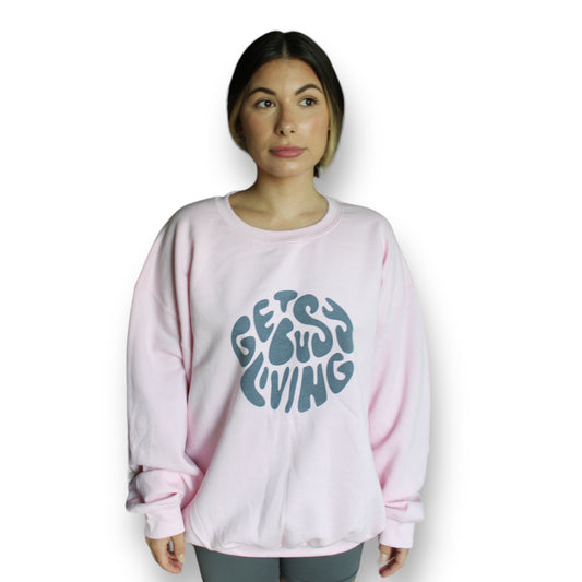 Get Busy Living Pink Crewneck - Happily Sad