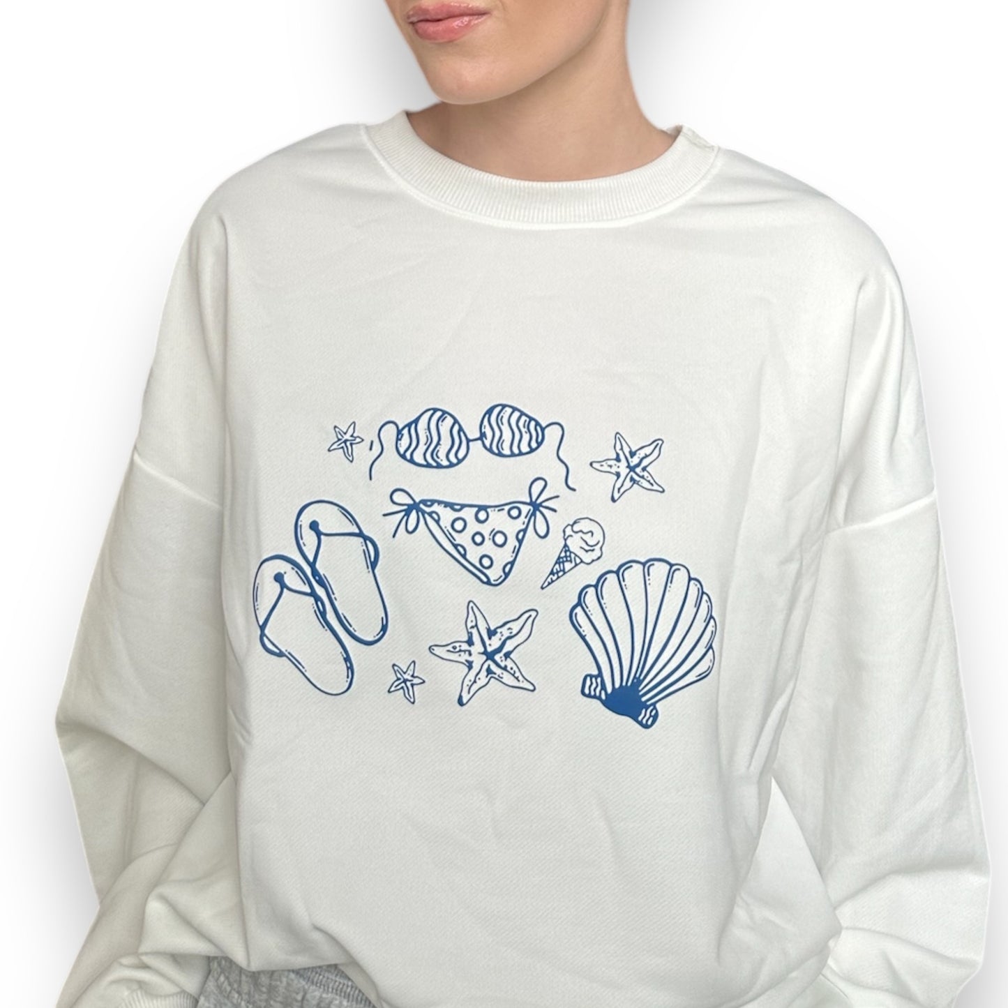 Beach Print Crewneck