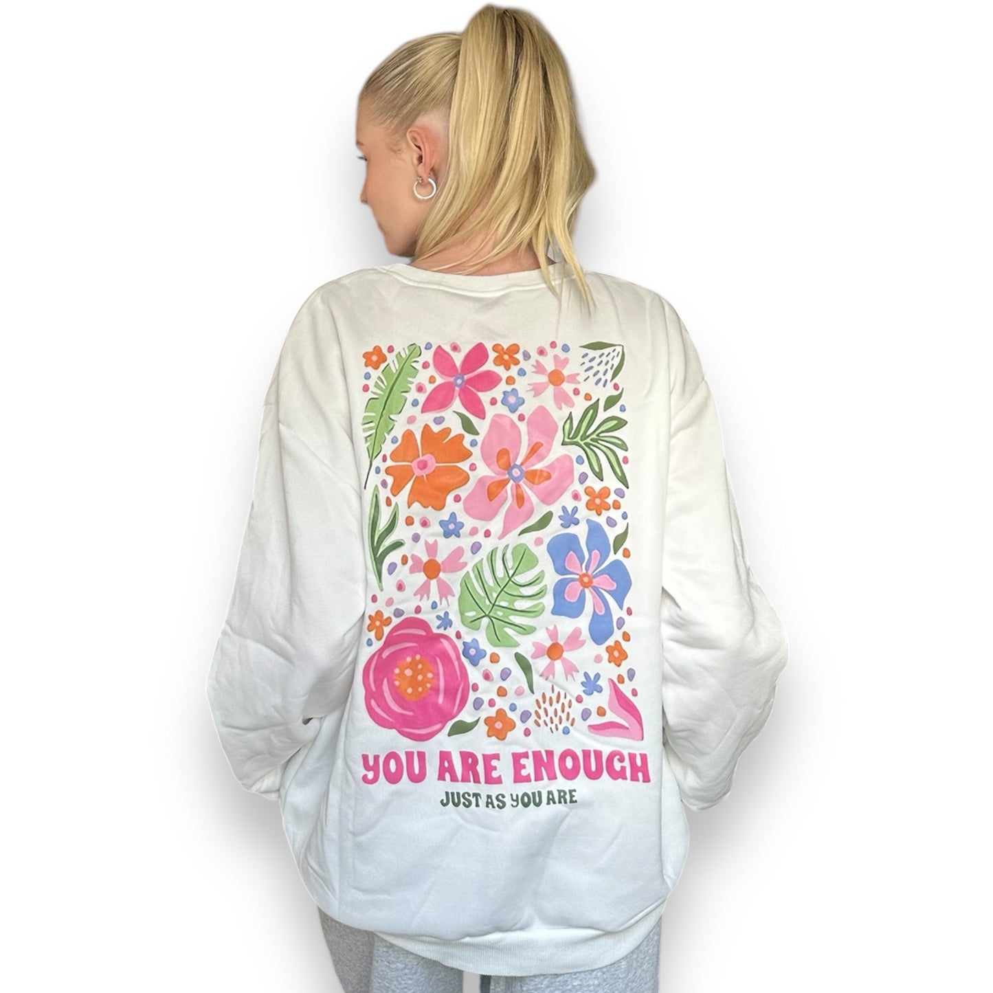 'You Are Enough' Floral Crewneck