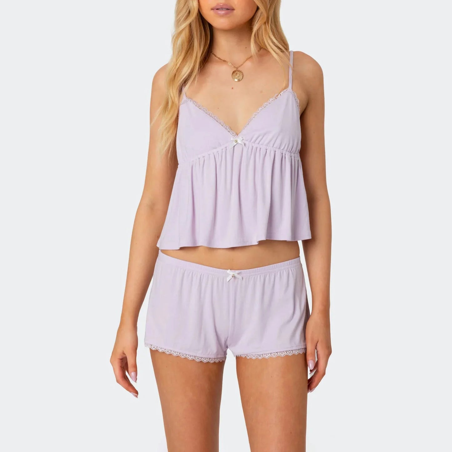 Lace Trim Babydoll PJ Set
